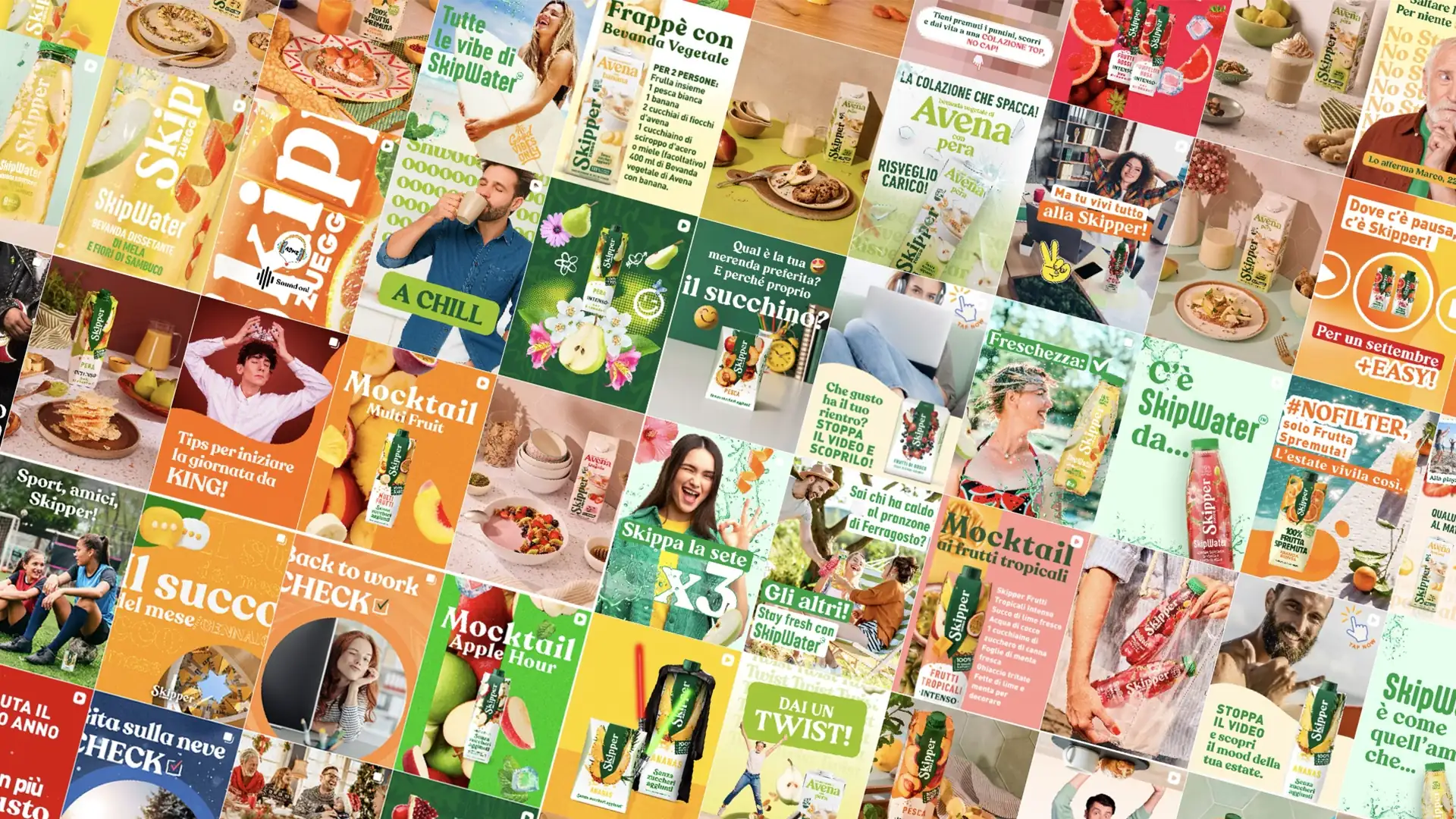 Sistema social Skipper con contenuti e visual digitali